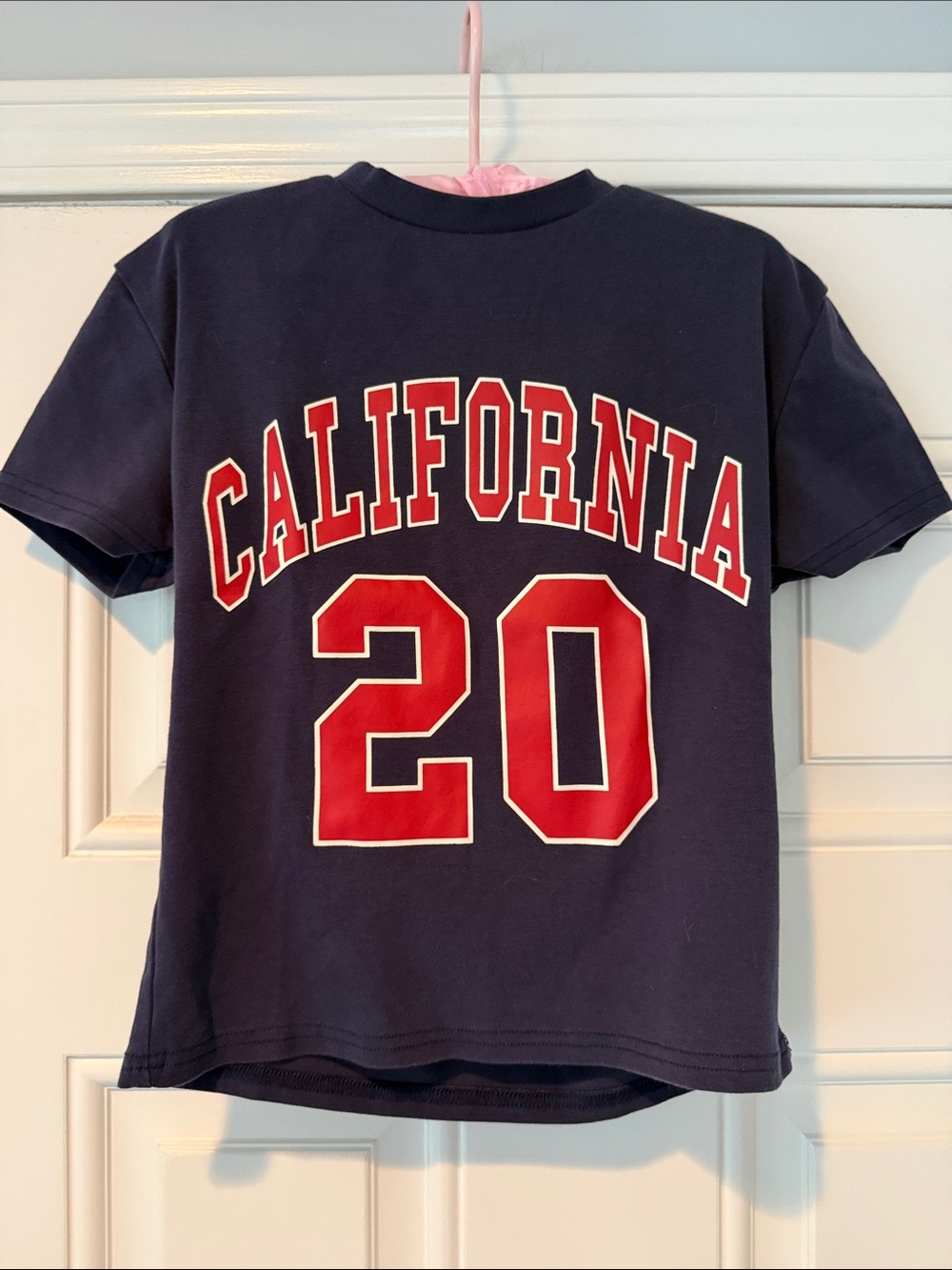 Edikted Navy Blue Tee size small with Red California 20 Graphic